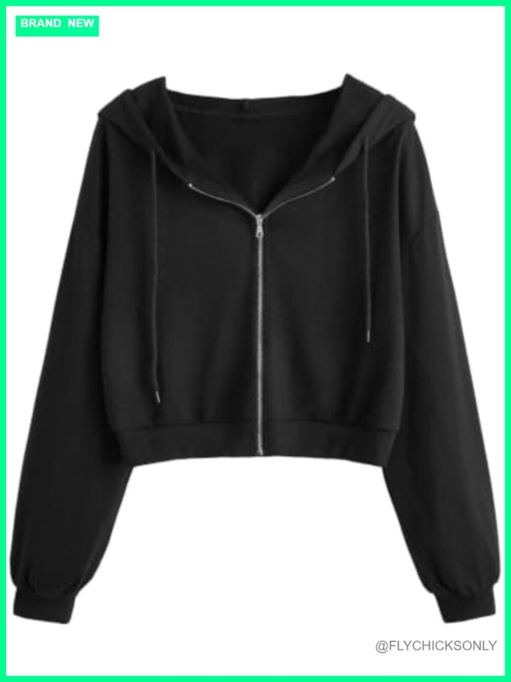 Cropped Zip Up Hoodie Women Sweatshirt Loose Fit Long Sleeve
